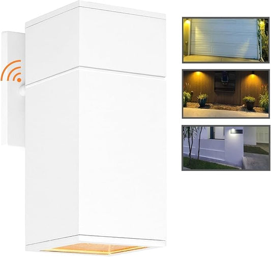 Dusk to Dawn Outdoor Wall Sconce, Exterior Light - ETL Listed, Aluminum Anti-Rust Waterproof Wall Mount Rectangular Design – Up or Down Photocell Outdoor Lighting for Porch, Garage or Patio