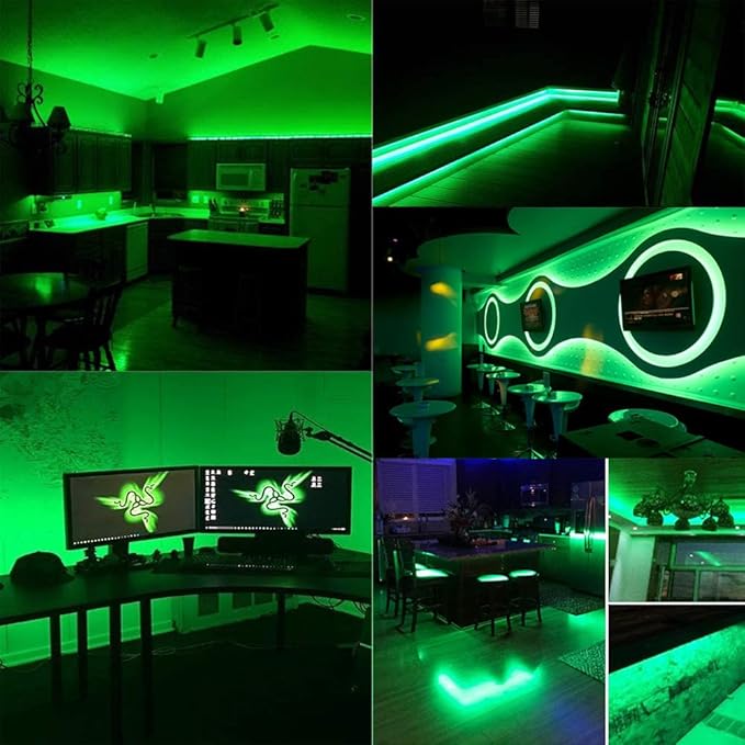 TOPAI 24V COB LED Strip Light Green Waterproof IP65 16.4ft/5M Dotless 480LED/M 2400LEDs Cuttable Flexible LED Tape Light for Cabinet Home DIY Lighting Projects
