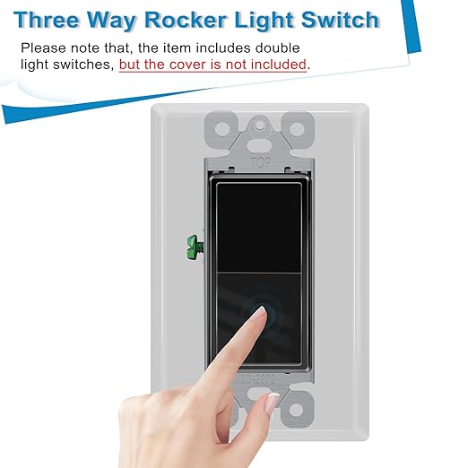 Greencycle Black 3 Way Light Switch,40PK Three Way Single Pole Switches, 15A 120-277V Rocker Paddle Wall Switch,On Off Switches, Self-Grounding, UL Certified,Residential and Commercial Grade