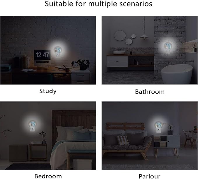 Blue Beach Shells Night Light 2 Pack Dusk to Dawn Sensor Led Lamp for Women Men Night Lights Plug into Wall Decor for Bedroom Kitchen Bathroom Corridor, 0.5W