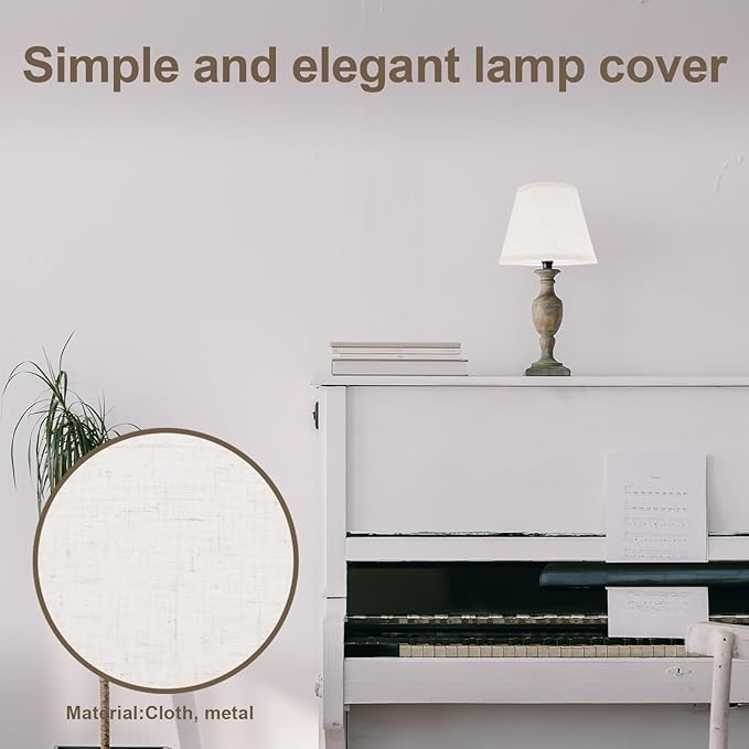 BESTonZON Linen Lampshade Cover for Table Lamp E27 Base 5.5 Inch Mini Round Cone Cloth Light Shade Suitable for Home and Office Lighting