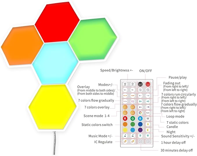 Smart Hexagon Light 8 Pack - APP+Remote Control, Music Sync RGB Wall Panels for Gaming Room, Bedroom Beige