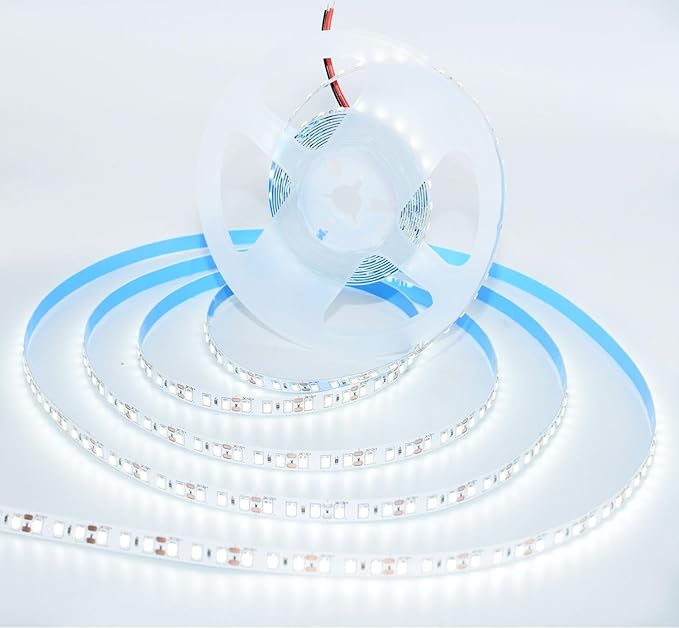 AC110-130V LED Strip Lights，Dimmable 10000LM 16.4ft/5m SMD 2835 600 LEDs Waterproof IP44 LED Lights Strip Ribbon, More Brightness Than Low Voltage LED Strip Lights (Daylight White 6000K)