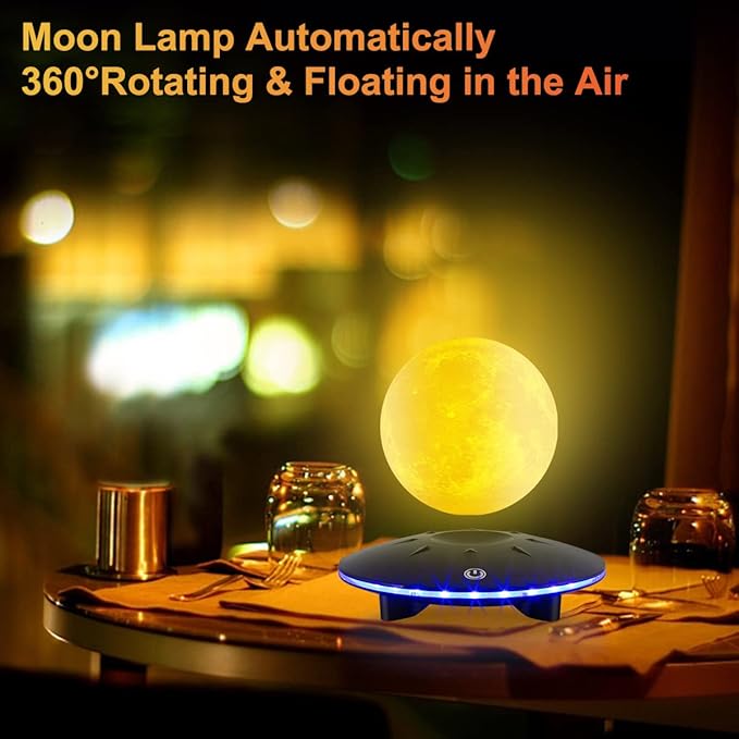 UVEHAS Levitating Moon Lamp - Magnetic Floating and Spinning 16 Colors LED Moon Light, Remote Control Levitation Rotating 3D Moon Night Light for Home Office Table Desk Decor Holiday Gifts
