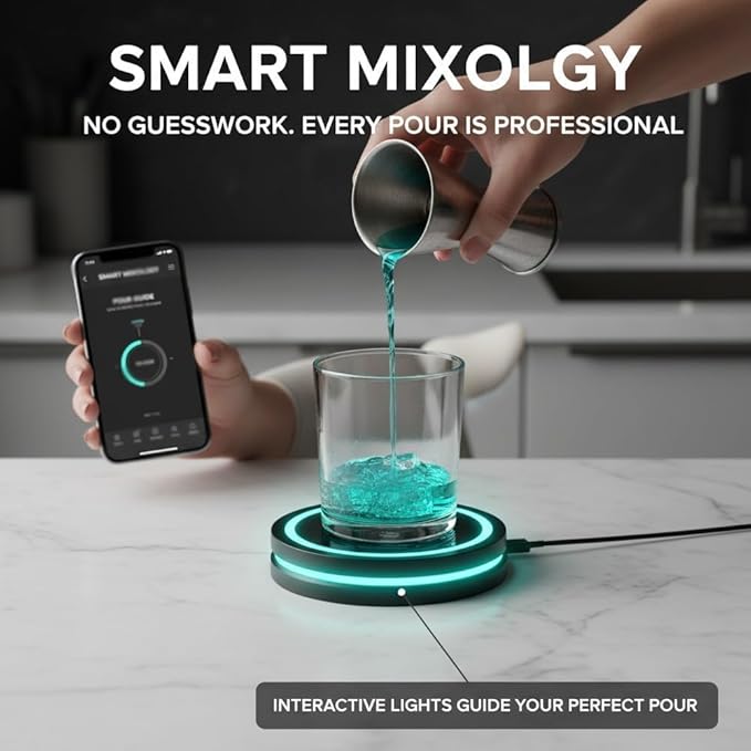 Smart Coaster Cocktail Machine, 2026 New Portable Cocktail Maker Interactive Lighting with Built-in Smart Sensing Tech Easy to Clean & Carry Compact Storage for Mat Bar Club Drink (3PCS)