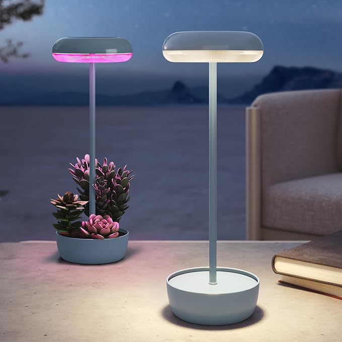 Solar Yard Outdoor Table Lamp, Cordless USB Solar Table Lamp for Patio Water Resistant, 3 Lighting Modes Solar Desk Lamp for Garden Outside Patio Bedroom Living Room, Blue