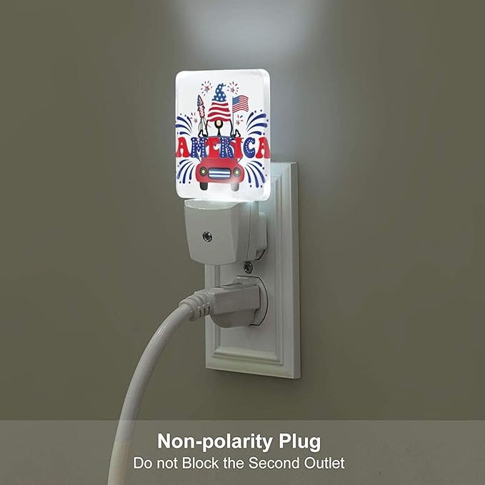 Happy Independence Day Night Light,Plug Into Wall with Dusk to Dawn Light Sensors, Warm Nightlights for Bedroom, Bathroom, Hallway, Kitchen, Gifts Ideal for Boys Girls Women Men