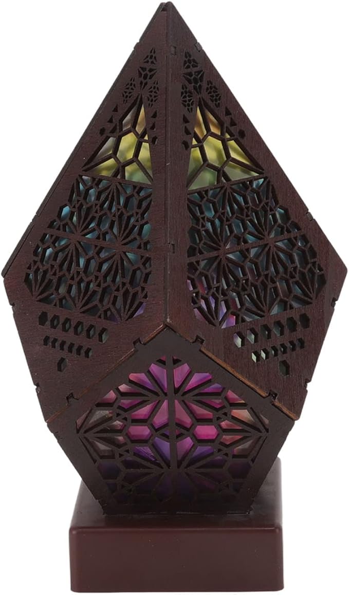 LED Star Projector, Colorful Retro Bohemian Wooden Star Sky Floor Projection Lamp, Night Light Projector for Collection Home Decor, Courtyard Garden Christmas Decoration, (Battery Not Included)