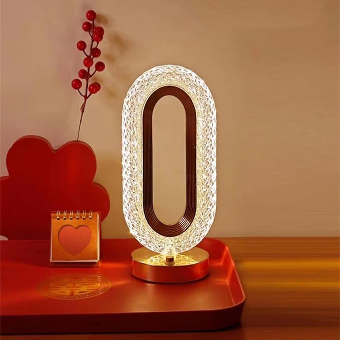Crystal Table Lamp, Touch Control Nightstand Night Light, USB Rechargeable Bedside Light for Bedroom Living Room Desktop Bar Cafe Office Indoor Decoration (Pentagram)(Runway)