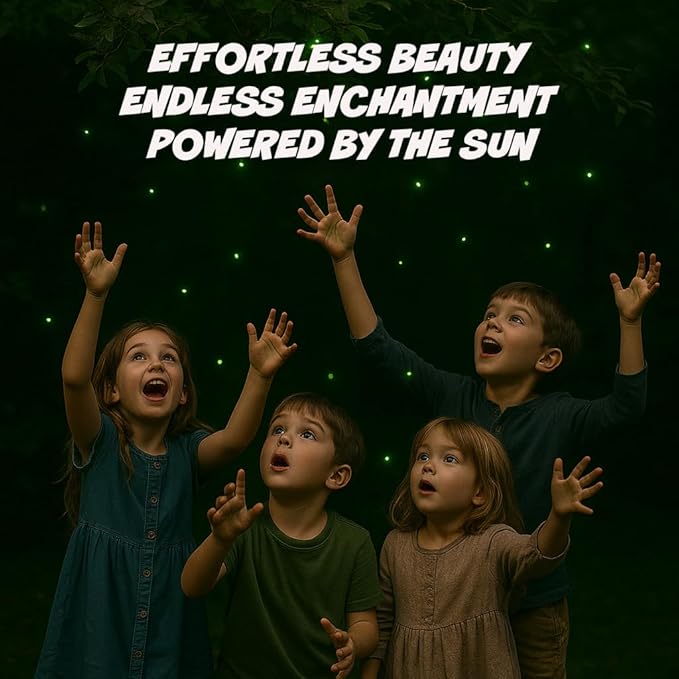 Solar Fireflies | LED Garden Patio Lights | 8 LED Fireflies | Animated Flying Fireflies | Lightning Bug Lights | Naturally Mimic Flight of Real Fireflies | No Wind Required