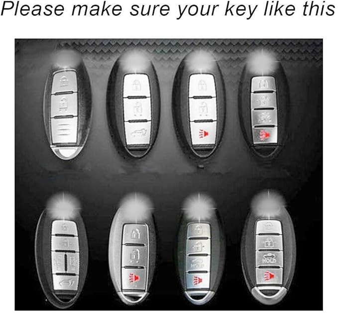 x xotic tech Carbon Fiber Pattern Soft Silicone Key Fob Shell Skin Cover w/ Keychain, Compatible with Nissan Titan Pathfinder Altima GT-R 370Z Infiniti Q50 Q60 QX50 G37 Smart Keyless Entry Key