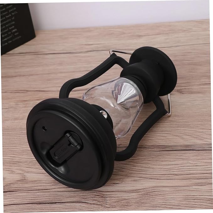 USB Rechargeable Solar Retro Horse Light Hand Crank Powered Multi Function Camping Lantern for Outdoor Use Portable LED Tent Light Black
