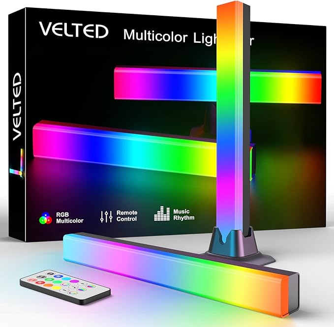 RGB Light Bar, Music Sync RGB IC LED Lights Bars, USB Powered Ambient Lighting, Remote Control Color Changing Gaming TV Backlight, 8 Dynamic Modes for PC Room Monitor Desk