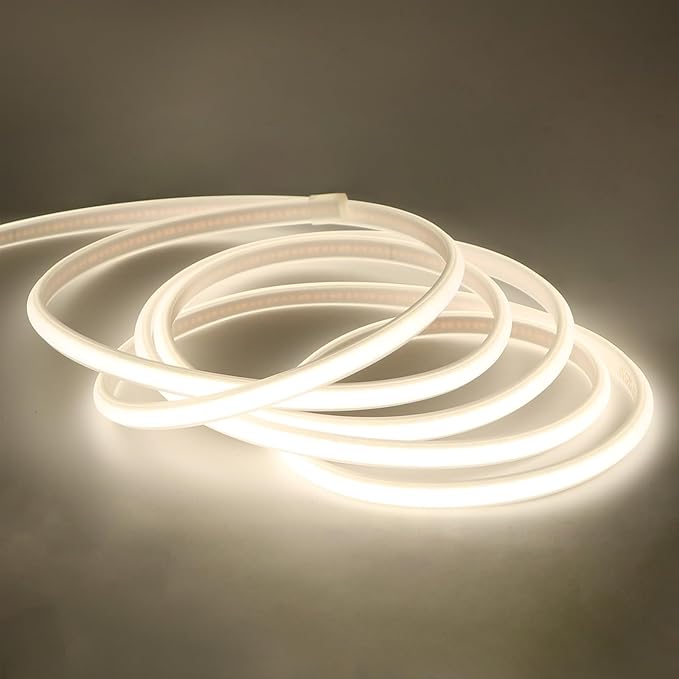 AC 110V LED Lights 32.8 ft, Outdoor LED Strip Lights Waterproof IP67 Cuttable Flexible COB LED Light Strip 320LEDs 4000K White Super Bright Lighting for Bedroom Kitchen Under Cabinet Lights