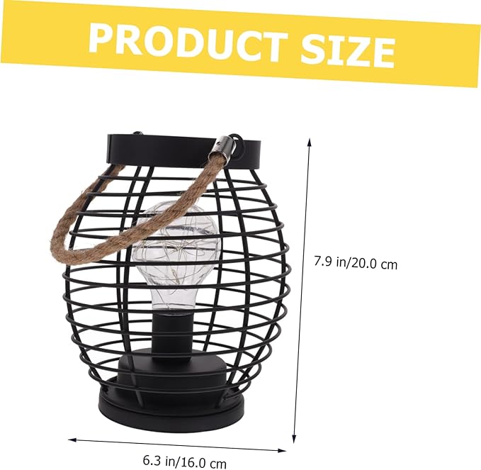 TEHAUX Vintage Basket Table Lamp Rechargeable Cordless Led Lantern Sturdy Portable Night Light for Bar Ktv Rustic Decorative Fixture