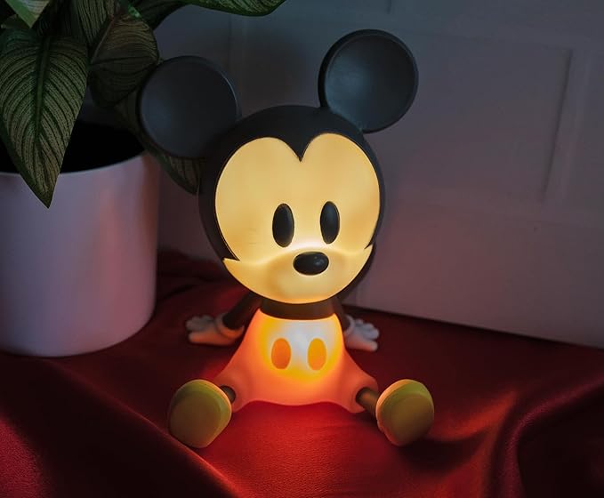 Ukonic Disney Mickey Mouse Figural Mood Light | Nightstand Table Lamp with LED Light for Bedroom, Desk, Living Room | Home Decor Room Essentials, Cute Gifts and Collectibles | 6 Inches Tall