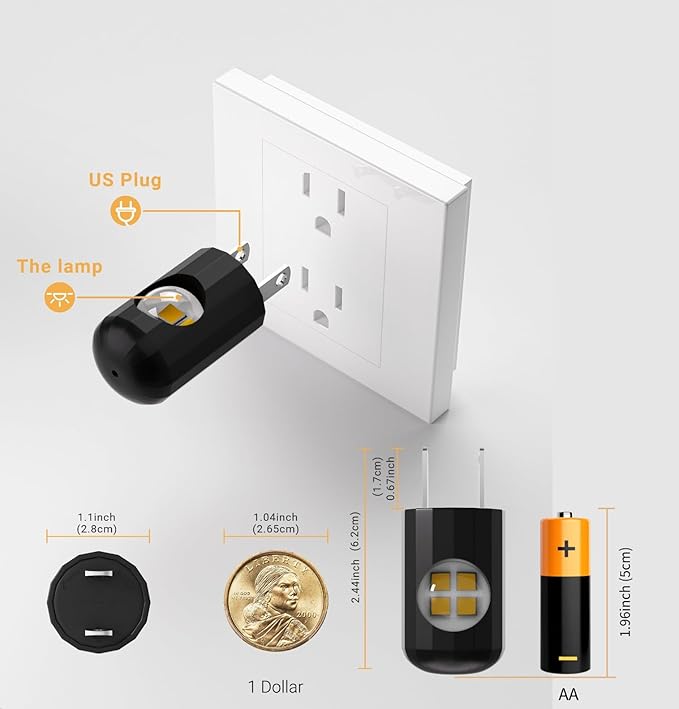6 Pack LED Night Lights with Dusk to Dawn Sensor,5000K Daylight,Plug in Wall Night Lights for Kids, Kitchen, Hallway, Bathroom, Bedroom,Non-Dimmable