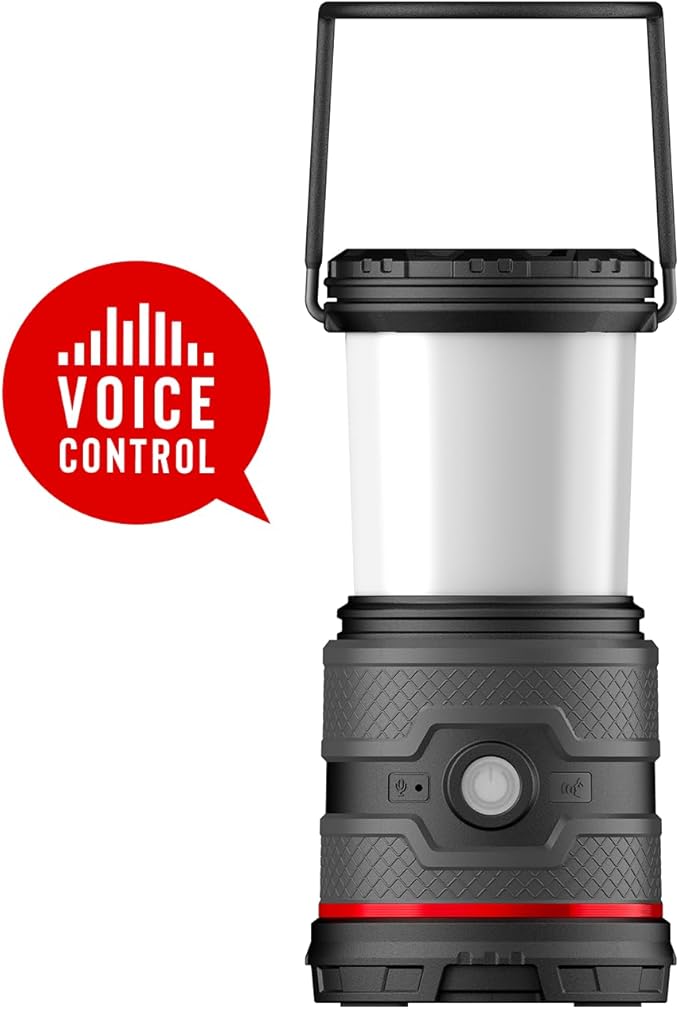 Coast EAL35R 1000 Lumen Voice-Controlled LED Emergency & Camping Area Lantern with Warm, Cool White, Day, Red & Red Flashing Mode, Power Bank Functionality - Black