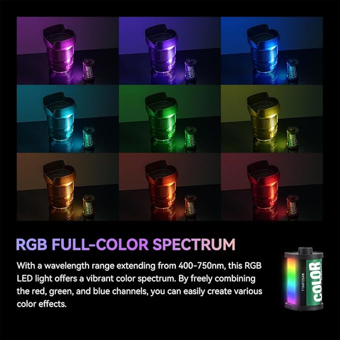 TTARTISAN RGB Mini LED Video Light, Full Color Magnetic Small Panel Light for Photography, Vlog, Live Streaming