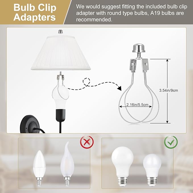 Pleated Lamp Shade, 6" Top x 13" Bottom x 7.2" High, White Empire Lamp Shade for Table Lamp Bedside Lamp, Modern Fabric Mushroom Lampshade Replacement for Wall Sconce, Spider, Clip on Adapter Included