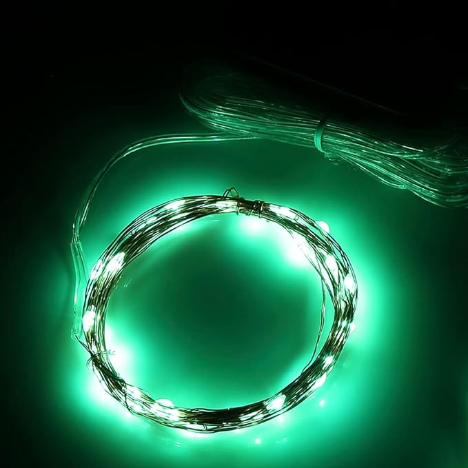 Magicnight Mini Solar String Lights Outdoor Short Tiny Fairy Twinkle Firefly Light 15 Feet 50 LEDs for Outdoor Garden Backyard décor,Green