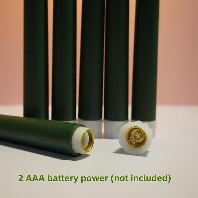 Green Flameless Taper Candles with Remote Timer, Flickering Battery LED Candlesticks Spring Easter Home Decor Set of 12