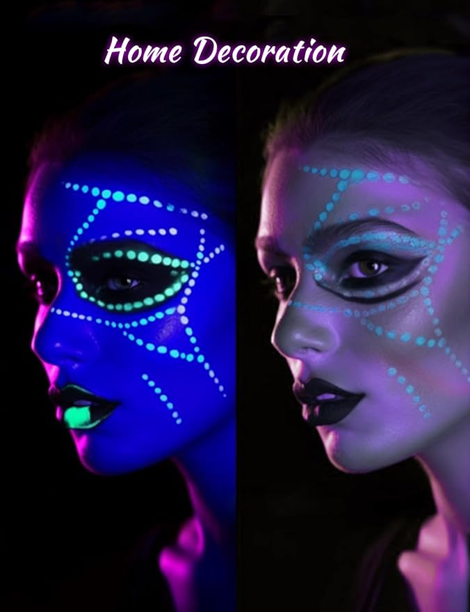 L LOHAS LED UV Black Light Bulbs, Halloween 12W A19 UV Blacklight, 100 Watt Equivalent, UVA Level 385-400nm Wavelength, Glow in The Dark for Body Art Paint, Fluorescent Poster, Neon Glow Party, 4 Pack