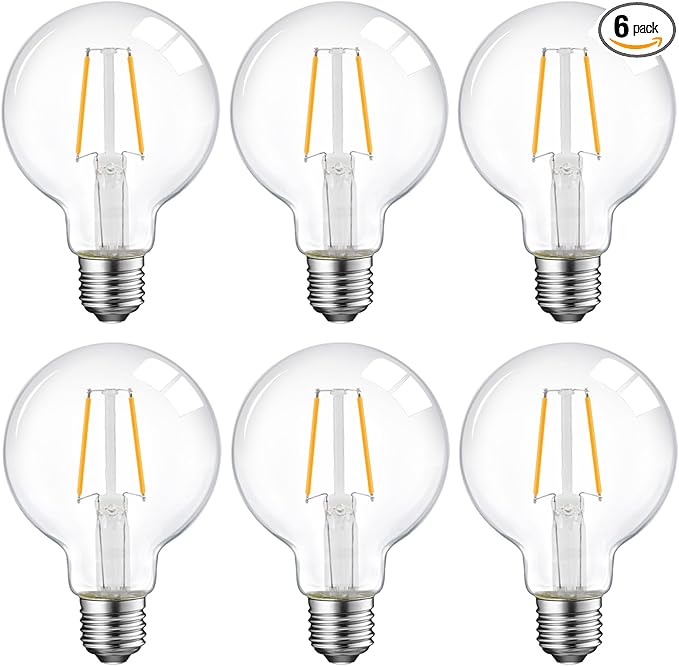 ENERGETIC SMARTER LIGHTING 5W Dimmable G25 LED Globe Light Bulb, G25 LED Vintage Light Bulb, 60W Equivalent, 500Lumens, 2700K Soft White, E26 Base, ETL Listed, 6-Pack