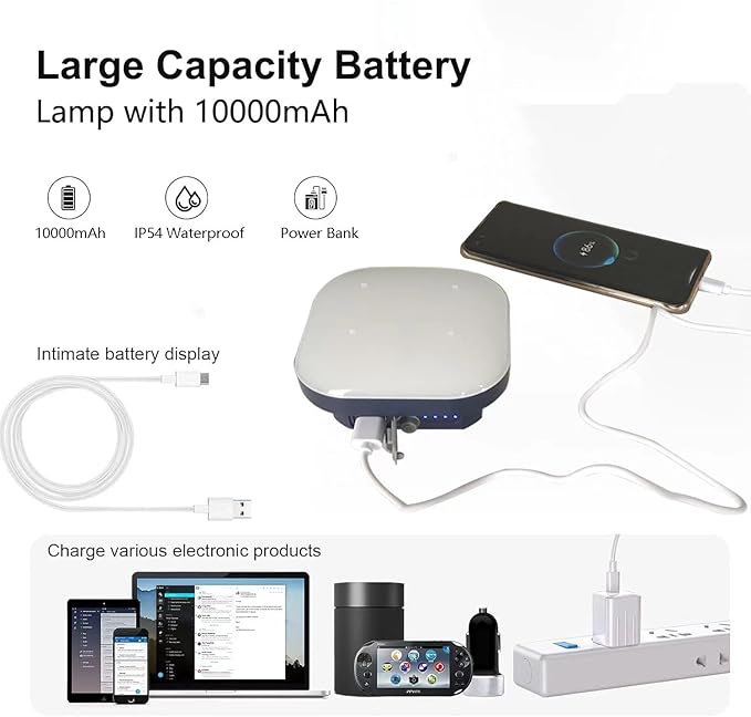 4 inch LED Camping Lantern Rechargeable TeiNewBy 1500LM 10000mAh up to 120 Hours Running, 4 Light Modes, IP54 Waterproof,Magnetic Base for Hurricane Emergency, Outdoor, Hiking, Home and Car(30W)