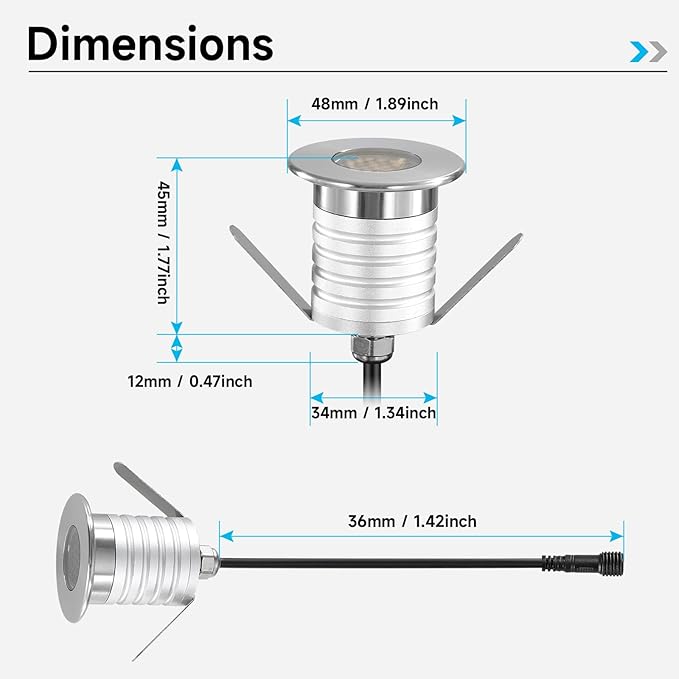 210 LED Honeycomb Underground Light, 3W, DC12-24V, IP67, Anti-Glare, Low-Voltage Embedded, Stainless Steel 304 Cover, Suitable for Outdoor Ground, Deck, Square, Park, Courtyard(3000K, 6P-A)