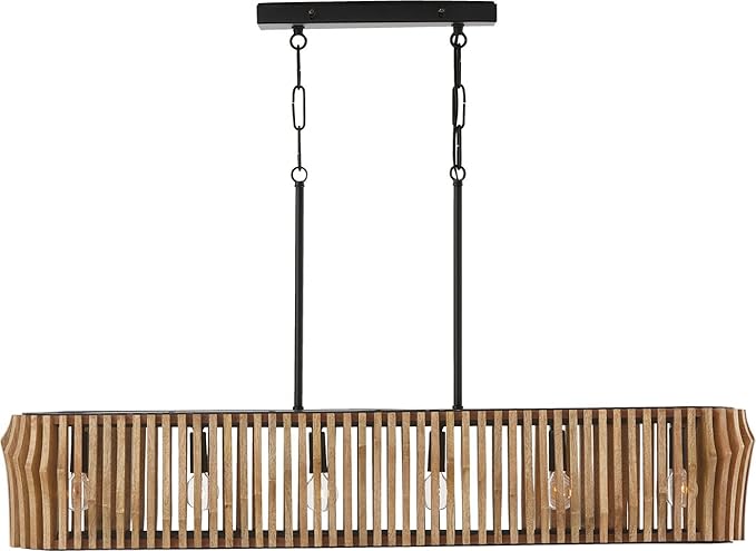 Capital Lighting 844661WK Archer Modern Artisan-Crafted Mango Wood Island Lights for Kitchen & Dinning Area, 6-Light 360 Total Watts, 8" H x 41" W, Light Wood and Matte Black