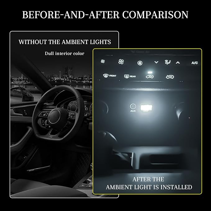 4 PCS USB LED Car Interior Atmosphere Lamp, Portable Mini Auto LED Decor Night Light, Plug-in USB Interface Ambient Lighting Kit, Universal Car Interior Accessories(White)