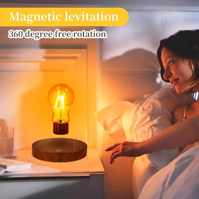 Magnetic Levitation Floating LED Light Bulb, Levitating Bulb Desk Lamp Rotating Floating Bulb Night Lights for Home Room Decoration Office Table Lamp