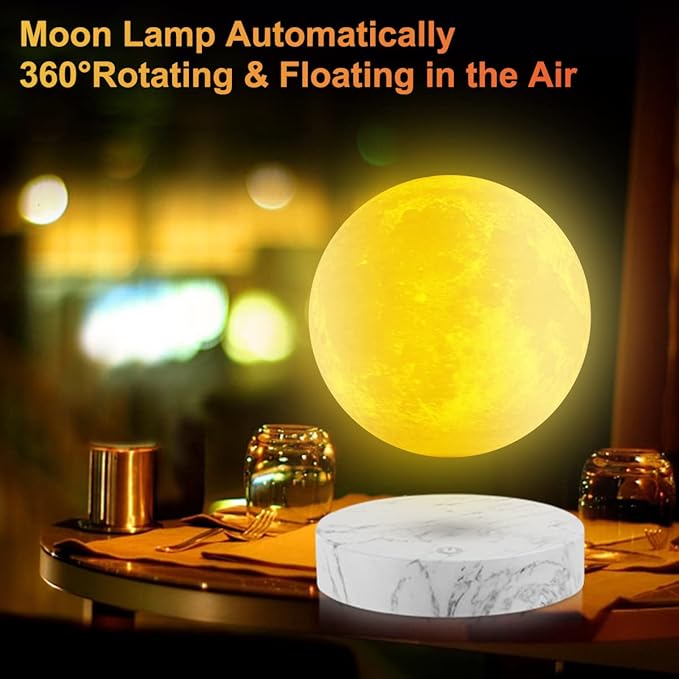 VGAzer Levitating Moon Lamp, Floating Moon Lamp,Floating and Spinning in Air Freely with Adjustable Bightness Moon Night Light for Unique Gifts,Room Decor,Office Desk Tech Toys (16 Colors)