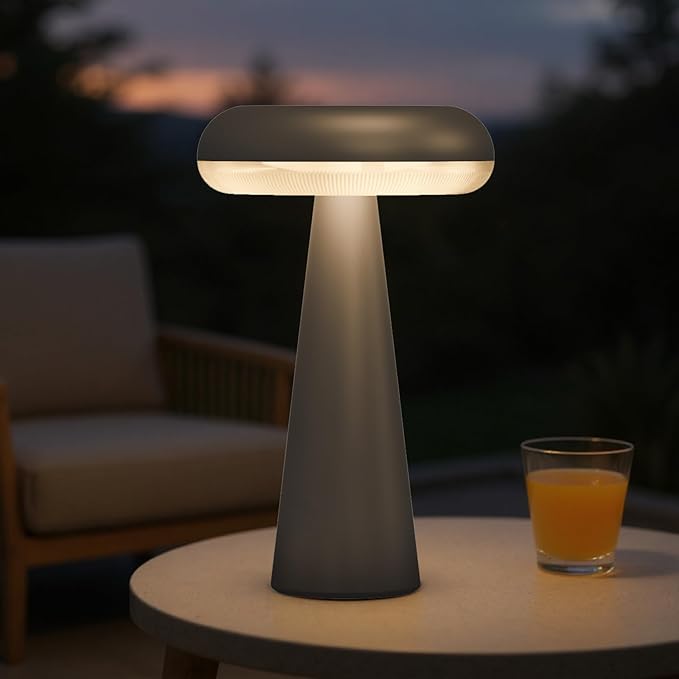 Solar Yard Solar Table Lamp Outdoor Water-Resistant, Cordless USB Table Lights for Patio, 3 Lighting Modes Solar Desk Lamp for Garden Outside Patio Bedroom Living Room, Black