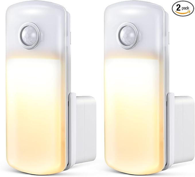 Enhon 2 Pack Emergency Power Failure Night Lights, Motion Sensor Night Light, Automatic Dusk to Dawn, Emergency Lights for Home, Bedrooms, Hallways, Black Outs, Rechargeable