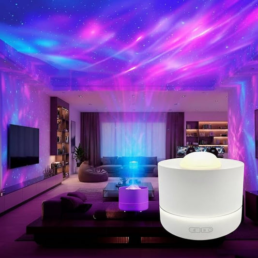 Northern Lights Projector,Ocean Wave & Aurora Galaxy Light with 12 Color Patterns RGB LED Mood Lighting for Bedroom,Suitable as for Women,Children,Teenagers and Girls