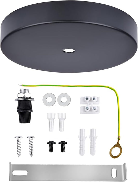 Arturesthome 4.7" Black Ceiling Canopy Light Kit Rewind Single Hole with Hardware,Ceiling Plate for Pendant Lighting or Chandelier,Easier to Install Than Standard Canopies