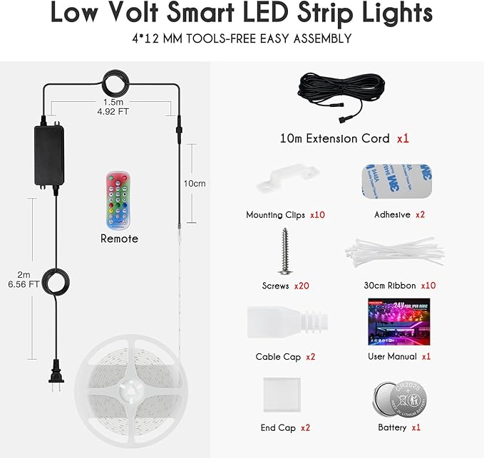 Shine Decor IP68 LED Strip Light 16.4 FT, DC 24V RGB+IC LED Strip Lights, Outdoor Rope Lights with Remote APP Control Music Sync, Color Chasing LED Lights Strip for Chrismas, Pool, Home Decor