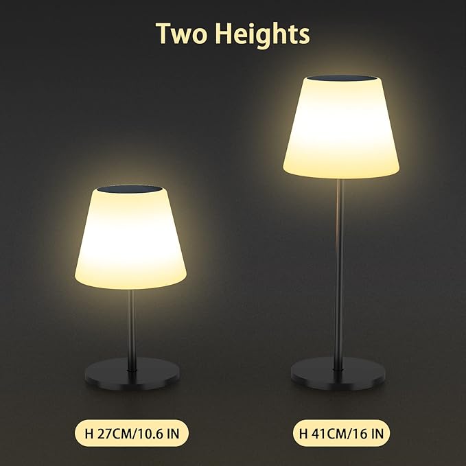 Solar Table Lamp Outdoor Solar Lamp Waterproof with Light Sensor,Outdoor Lamps for Patio,Dimmable Warm White and RGB LED Solar Lamp Cordless,Portable Night Light for Garden、Terrace、Camping.