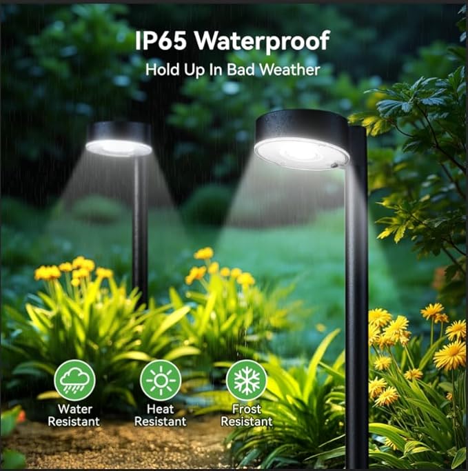 2 Pack Solar Pathway Lights Outdoor, 12 Brighter LED Solar Lights Outdoor Waterproof, Up to 12 Hrs Modern Path Light for Yard Garden Walkway Driveway Lawn, Cool White