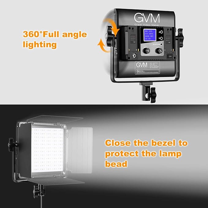 GVM RGB LED Video Light, 800D Studio Light with APP Control Lighting Kit Photography Light 1 Pack with 8 Kinds Scene Lights, 3200-5600K CRI 97 LED Panel Light for YouTube Studio, Video, Portrait