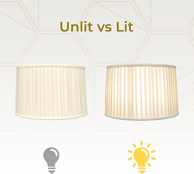 Royal Designs BS-748-16BG Shallow Drum English Bo X Pleat Basic Lamp Shade, 15" x 16" x 10", Beige