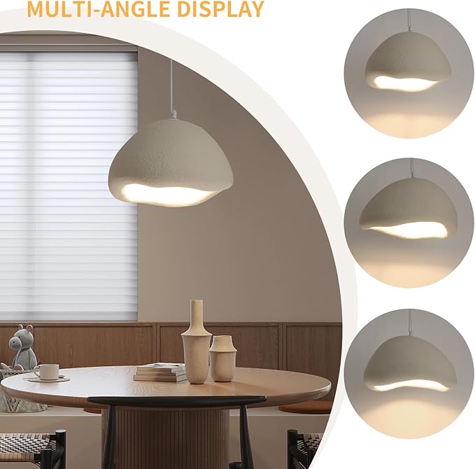 WILON 15.7'' Wabi Sabi Pendant Light, Kitchen Pendant Lighting Over Island, Dining Room Light Fixture Over Table, Large Pendant Light with E26 Base, Modern Pendant Light for Living Room Bedroom Bar