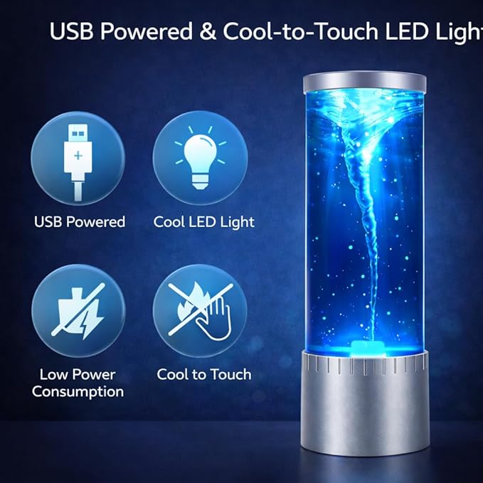 Tornado Lamp & Night Light - Mesmerizing Motion & Soft Glow for Relaxation and Ambiance