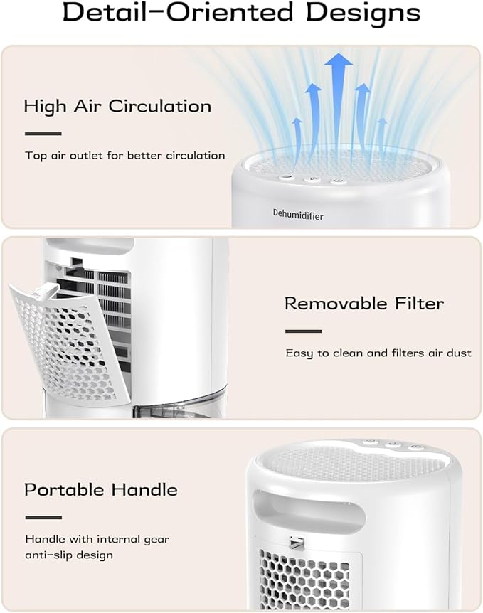 Dehumidifier, 35 oz Small Dehumidifiers for Home, Bathroom, Bedroom, Closet, Ultra-Quiet with Sleep Mode, 7 Color Lights & Auto Shut Off, Compact & Portable for RV, Rooms, Basement, Energy Saving