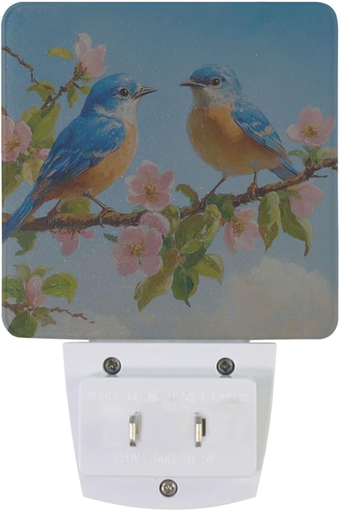 Spring Bird Night Light 2 Pack Dusk to Dawn Sensor Led Lamp for Women Men Night Lights Plug into Wall Decor for Bedroom Kitchen Corridor, 0.5W