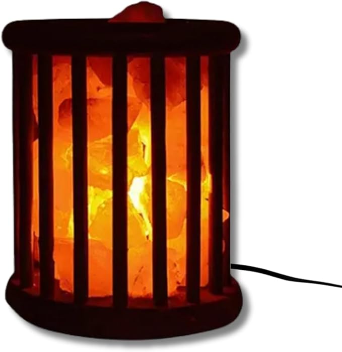 Himalayan Pink Salt Lamp Cage – 7"(D) × 8.5"(H) Heated Rock Lamp for Relaxation, Detox & Home Spa