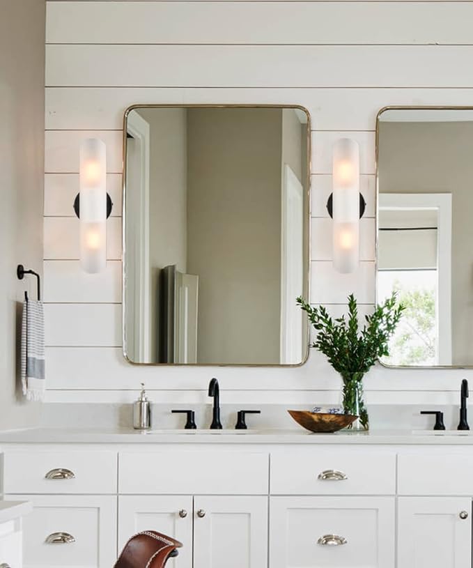DAYCENT Modern Farmhouse Black Bathroom Light Fixtures Wall Sconces Set of Two Cylinder Sconce Lighting