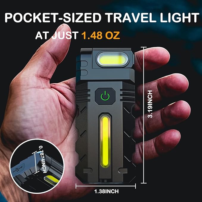 LETOUR Rechargeable EDC Flashlight, Powerful RGB Flashights, Portable Flat Mini Flashlights, IP68 Waterproof Multi-Mode Magnetic Small Keychain Flashlight for Camping, Emergency